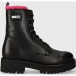 Női Streetwear Farmer Fekete Hilfiger Denim Téli cipők Fűzős kapoccsal 37-es méretben 