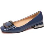 Női Elegáns Gumi Kék Tavaszi Bélelt Törpesarkú cipők - Négyszögletes orral - max. 3 cm-es sarokkal 