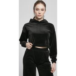 Urban Classics / Ladies Cropped Velvet Oversized Hoody black