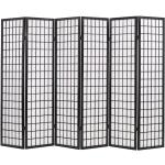 vidaXL 6 paneles, fekete, japán stílusú paraván 240 x 170 cm