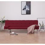 vidaXL 282191 Sofa Bed with Two Pillows Wine Red Polyester