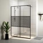 vidaXL fekete zuhanyfal átlátszó ESG üveggel 140 x 195 cm