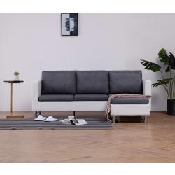 vidaXL háromszemélyes fehér műbõr kanapé párnákkal