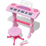 vidaXL Játék 37 billentyűs zongora székkel és mikrofonnal rózsaszín