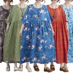 Női Vintage Virágos Világoskék árnyalatú Nyári Nyári ruhák Moletteknek Egy méretű 