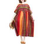 Női Vintage Csíkos Poliészter Sötétkék árnyalatú Nyári Kereknyakú Nyári ruhák Moletteknek Egy méretű 